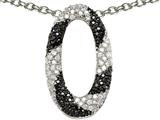 Oval Shaped Black and White Zebra Striped Pendant