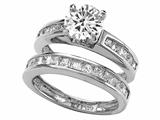 Original Star K™ Round 7mm Genuine White Topaz Wedding Set