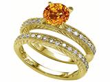 Original Star K™ Genuine Round Citrine Wedding Set