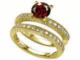 Original Star K™ Genuine Round Garnet Wedding Set