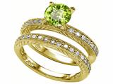 Original Star K™ Genuine Round Peridot Wedding Set