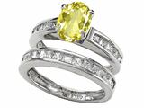 Original Star K™ Genuine Oval Lemon Quartz Wedding Set