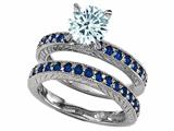 Original Star K™ Genuine Round Aquamarine Wedding Set