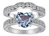 Original Star K™ 8mm Heart Shape Simulated Aquamarine Wedding Set