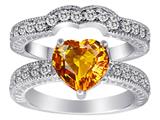 Original Star K™ Genuine 8mm Heart Shape Citrine Wedding Set