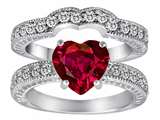 Original Star K™ 8mm Heart Shape Created Ruby Wedding Set