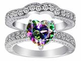 Original Star K™ 8mm Heart Shape Rainbow Mystic Topaz Wedding Set