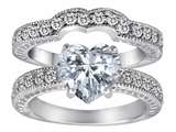 Original Star K™ 8mm Heart Shape Genuine White Topaz Wedding Set