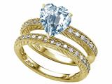 Original Star K™ Genuine Heart Shape Aquamarine Wedding Set