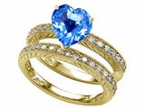 Original Star K™ Genuine Heart Shape Blue Topaz Wedding Set
