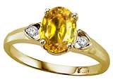 Tommaso Design™ Oval 8x6mm Simulated Yellow Sapphire and Diamond Ring