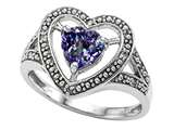 Tommaso Design™ Heart Shape 6mm Simulated Alexandrite and Diamond Ring