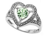 Tommaso Design™ Heart Shape 6mm Genuine Green Amethyst and Diamond Ring