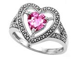 Tommaso Design™ Heart Shape 6mm Simulated Pink Topaz And Diamond Ring