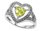 Tommaso Design™ Heart Shape 6mm Genuine Lemon Quartz and Diamond Ring