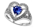 Tommaso Design™ Heart Shape 6mm Created Sapphire and Diamond Ring