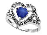 Tommaso Design™ Heart Shape 6mm Created Star Sapphire and Diamond Ring