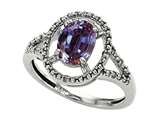 Tommaso Design™ Oval 8x6mm Simulated Alexandrite and Diamond Ring