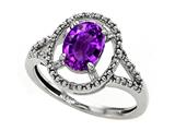 Tommaso Design™ Oval Genuine Amethyst and Diamond Ring