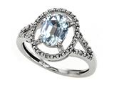 Tommaso Design™ Oval 8x6mm Genuine Aquamarine and Diamond Ring