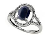 Tommaso Design™ Oval 8x6mm Genuine Black Sapphire and Diamond Ring