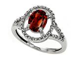 Tommaso Design™ Oval 8x6mm Genuine Garnet and Diamond Ring