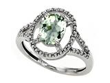 Tommaso Design™ Oval 8x6mm Genuine Green Amethyst and Diamond Ring