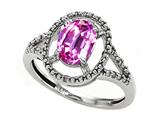 Tommaso Design™ Oval 8x6mm Simulated Pink Tourmaline And Diamond Ring