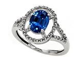 Tommaso Design™ Oval 8x6mm Created Sapphire and Diamond Ring
