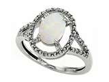 Tommaso Design™ Oval 8x6mm Genuine Opal and Diamond Ring