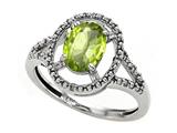 Tommaso Design™ Oval 8x6mm Genuine Peridot and Diamond Ring