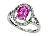 Tommaso Design™ Oval 8x6mm Genuine Pink Tourmaline and Diamond Ring