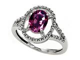 Tommaso Design™ Oval 8x6mm Genuine Rhodolite and Diamond Ring