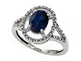 Tommaso Design™ Oval 8x6mm Genuine Sapphire and Diamond Ring
