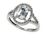 Tommaso Design™ Oval 8x6mm Genuine White Topaz and Diamond Ring