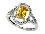 Tommaso Design™ Oval 8x6mm Simulated Yellow Sapphire and Diamond Ring