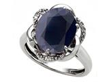 Tommaso Design™ Oval 12x10mm Genuine Black Sapphire and Diamond Ring