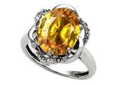 Tommaso Design™ Oval 12x10mm Genuine Citrine and Diamond Ring
