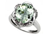 Tommaso Design™ Oval 12x10mm Genuine Green Amethyst and Diamond Ring
