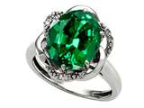 Tommaso Design™ Oval 12x10mm Simulated Emerald And Diamond Ring