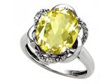 Tommaso Design™ Oval 12x10mm Genuine Lemon Quartz and Diamond Ring