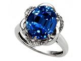 Tommaso Design™ Oval 12x10mm Created Sapphire and Diamond Ring