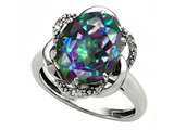 Tommaso Design™ Oval 12x10mm Mystic Rainbow Topaz and Diamond Ring