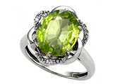 Tommaso Design™ Oval 12x10mm Genuine Peridot and Diamond Ring