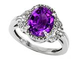 Tommaso Design™ Oval 10x8mm Genuine Amethyst and Diamond Ring
