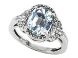 Tommaso Design™ Oval 10x8mm Genuine Aquamarine and Diamond Ring