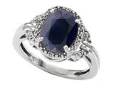 Tommaso Design™ Oval 10x8mm Genuine Black Sapphire and Diamond Ring