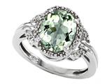 Tommaso Design™ Oval 10x8mm Genuine Green Amethyst and Diamond Ring