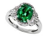 Tommaso Design™ Oval 10x8mm Simulated Emerald And Diamond Ring
