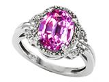Tommaso Design™ Oval 10x8mm Simulated Pink Topaz And Diamond Ring